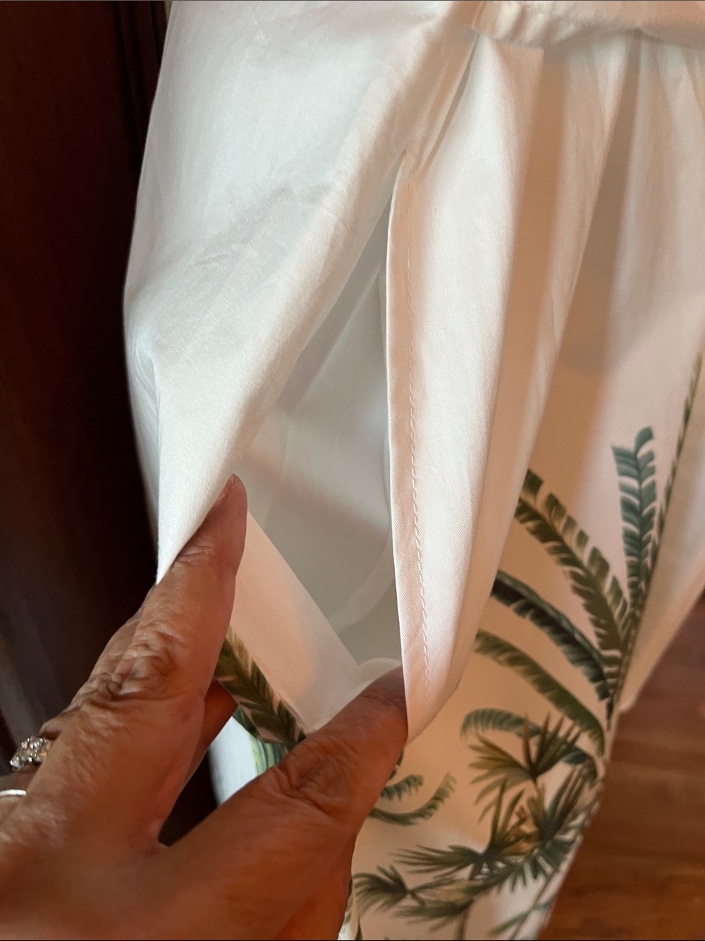 J.McLaughlin White Sleeveless Tropical Print Shirt Dress with Tie Waist - Picture 3 of 6